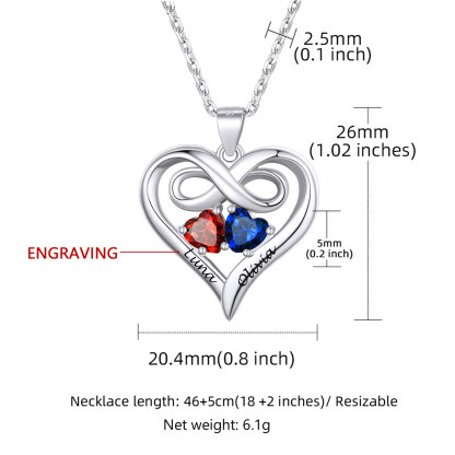 Collier Infini Personnalisé avec 1 à 3 Pierres de Naissance pour Femme Taille