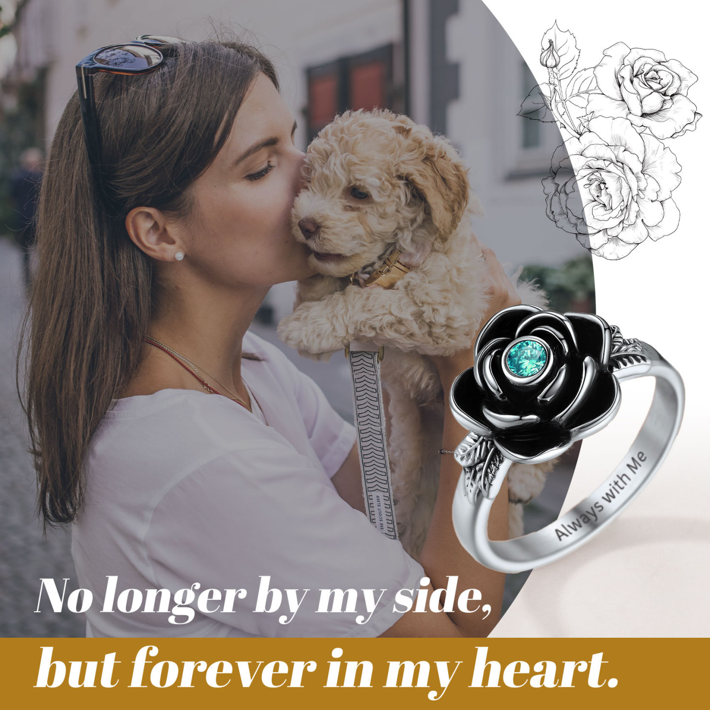 Bague Urne Commémorative Rose avec Pierre de Naissance pour Cendres Scène