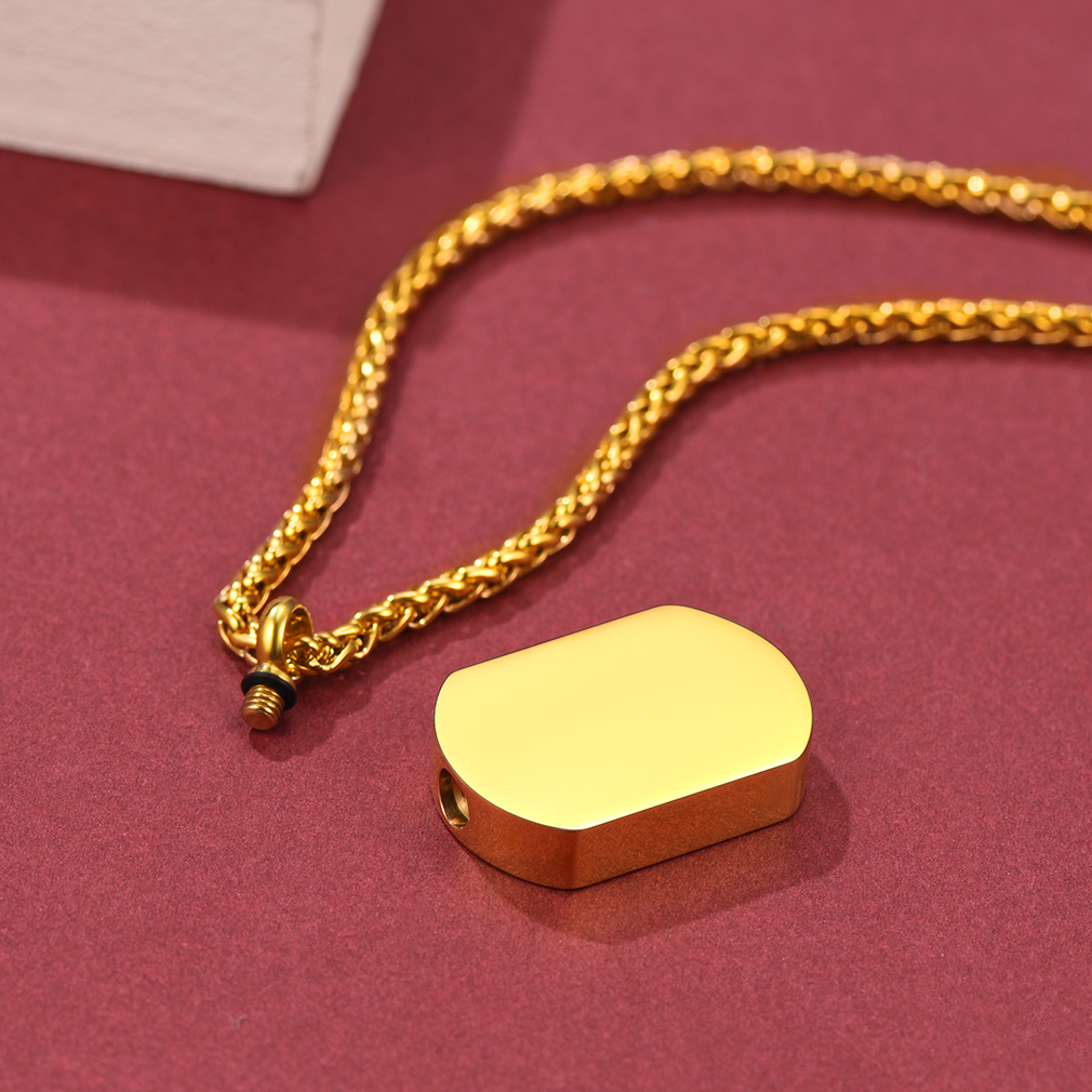 Collier Urne Commémoratif Gravé pour Cendres Bijoux Funéraires Or