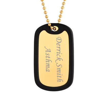  Collier Personnalisé avec Plaque en Acier Inoxydable et Chaîne à Billes Or