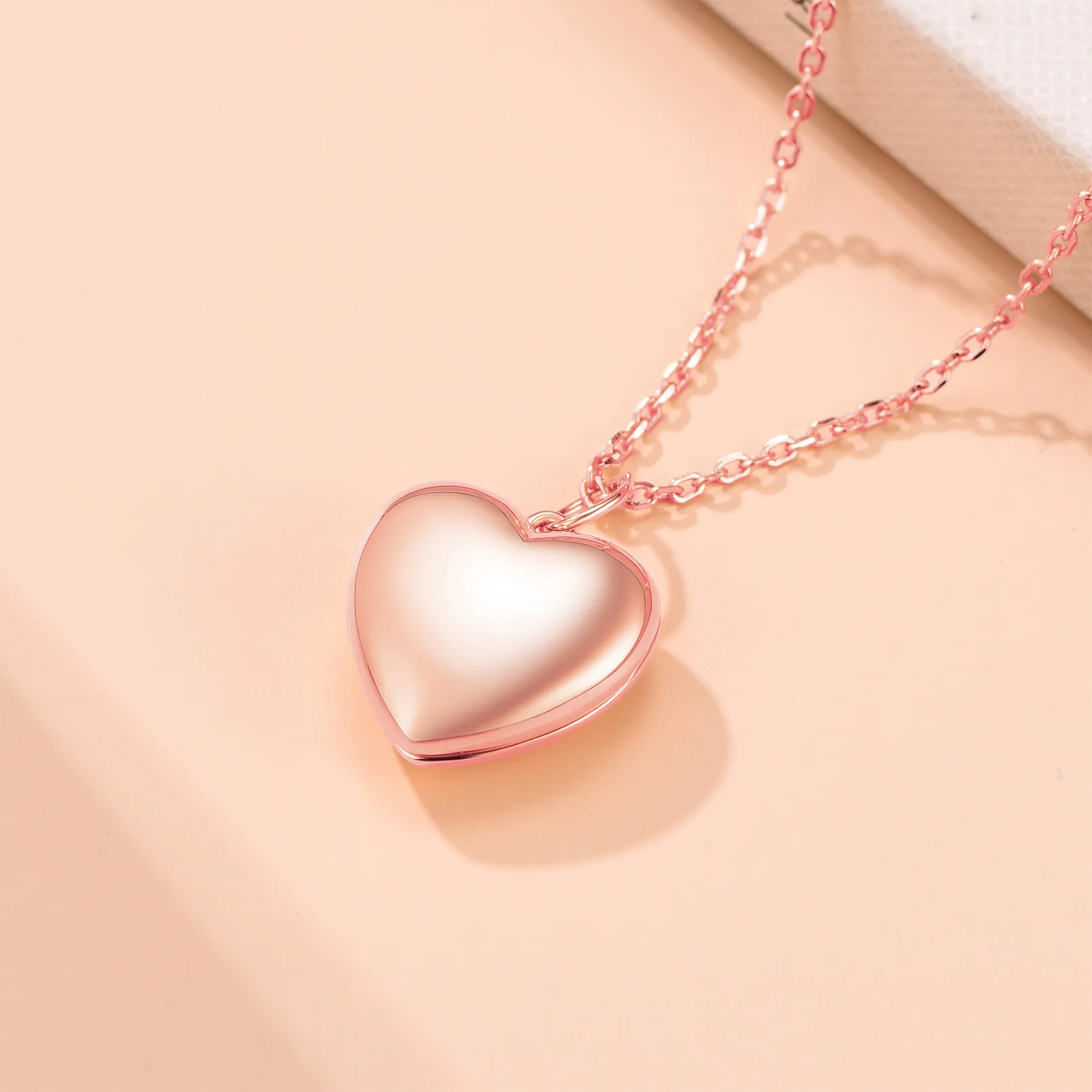 Collier Médaillon Cœur Personnalisé  en Argent Sterling pour Femme Or Rose