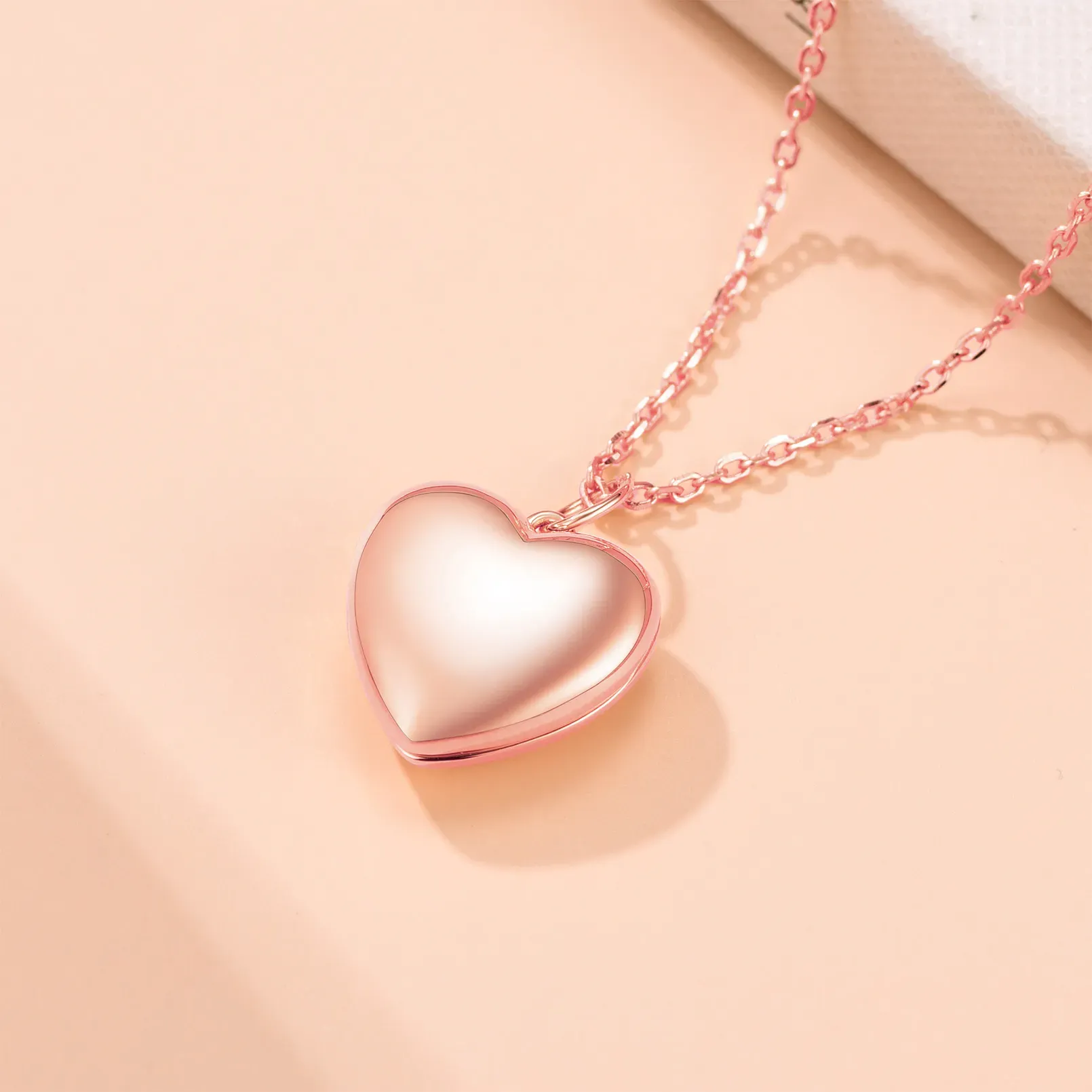 Collier Médaillon Cœur Personnalisé  en Argent Sterling pour Femme Or Rose