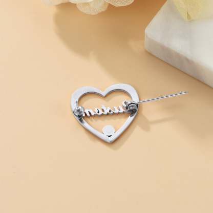 Broche Cœur Personnalisée avec Prénom et Pierre de Naissance Détail