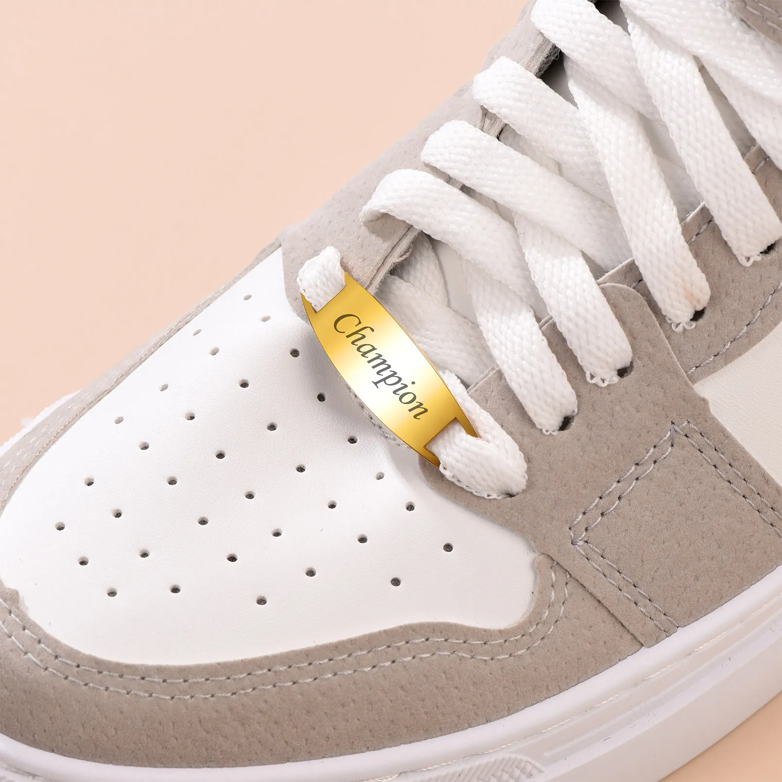 Plaques d’Identité Personnalisées pour Lacets de Chaussures Or