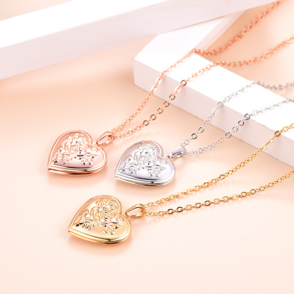 Collier Médaillon Cœur Personnalisé avec Photo 3 Couleurs