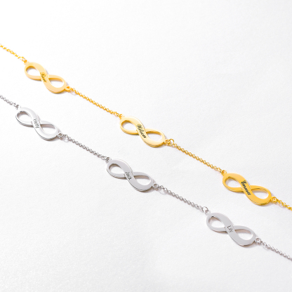 Bracelet de Cheville Collection Personnalisé Infini avec Noms Gravés pour Femme