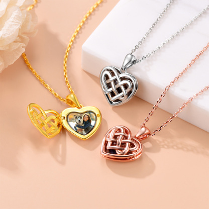 Collier Médaillon Cœur Celtique Personnalisé avec Photo pour Femme Collection