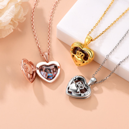 Collier Médaillon Pendentif Cœur Personnalisé avec Photo Collection 