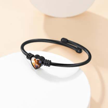 Bracelet Manchette Cœur Personnalisé avec Photo pour Femme