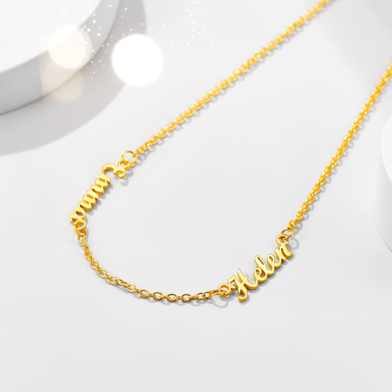 Collier Ras-du-Cou Personnalisé avec 1 à 5 Prénoms Or