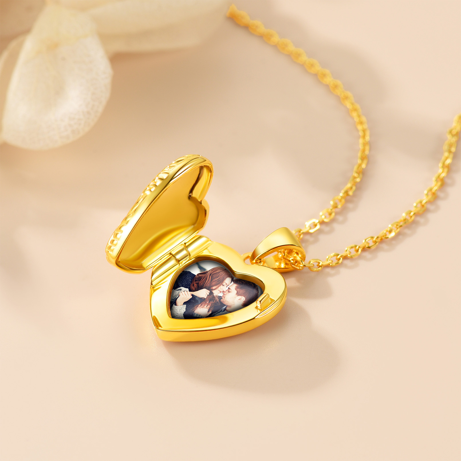 Collier Médaillon Personnalisé avec Photo et Pierre de Naissance Or