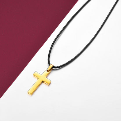 Collier Croix Personnalisable en Acier Inoxydable Scène Or