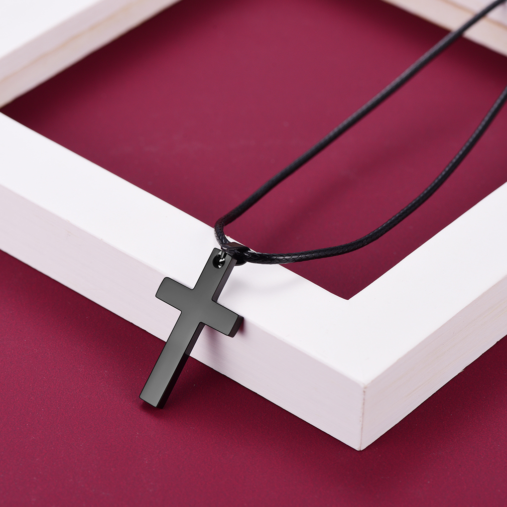 Collier Croix Personnalisable en Acier Inoxydable Scène Noir