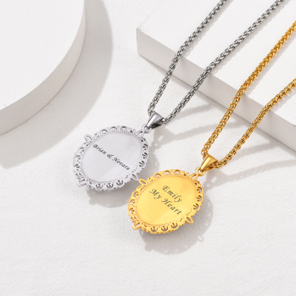 Collier Photo Gravé Personnalisé avec Chaîne en Acier Inoxydable