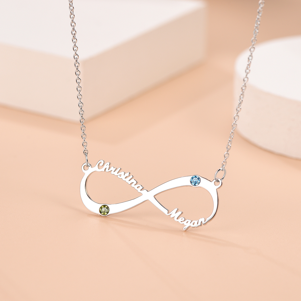 Collier Personnalisé avec Pierre de Naissance et Prénoms 