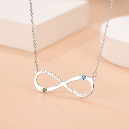 Collier Personnalisé avec Pierre de Naissance et Prénoms 