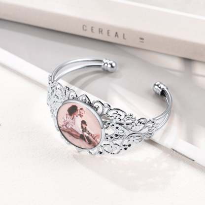 Bracelet Manchette Personnalisé avec Photo Scène Argenté