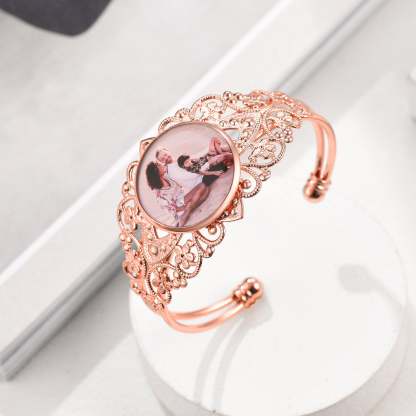 Bracelet Manchette Personnalisé avec Photo Scène Or Rose