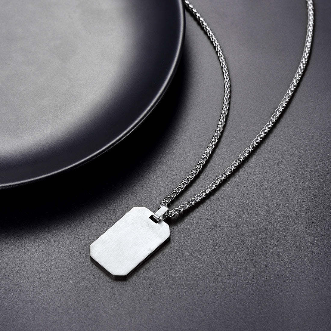 Collier Médaillon Octogonal Personnalisé Argenté dos 