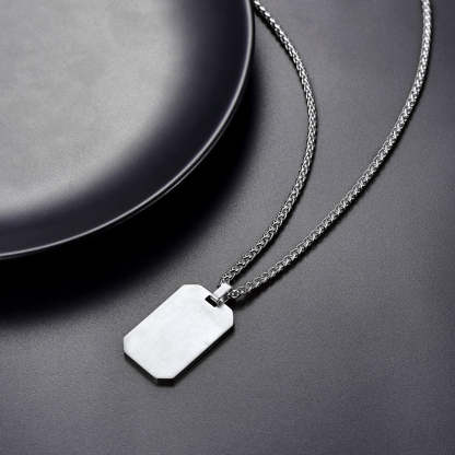 Collier Médaillon Octogonal Personnalisé Argenté dos 