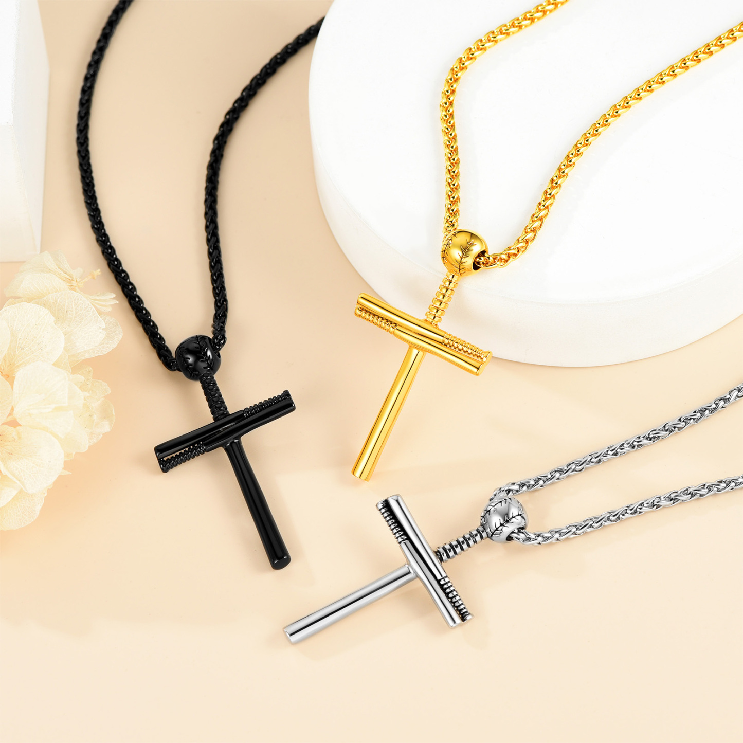 Collier Croix Baseball Personnalisé avec Gravure de Nom pour Homme Collection