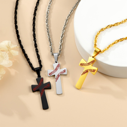 Collier Croix de Baseball Personnalisé avec Gravure pour Homme Collection