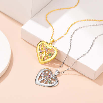 Collier Arbre de Vie en Argent 925 avec Pierres de Naissance et Prénom