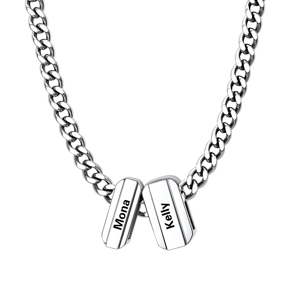 Collier Chaîne Personnalisé avec 2 Charms Prénoms Gravés