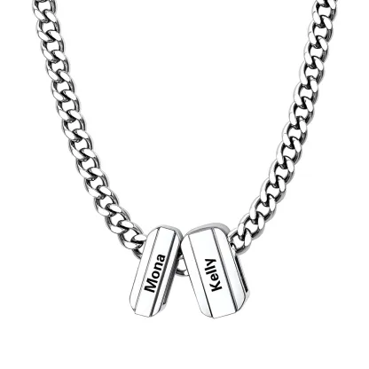 Collier Chaîne Personnalisé avec 2 Charms Prénoms Gravés