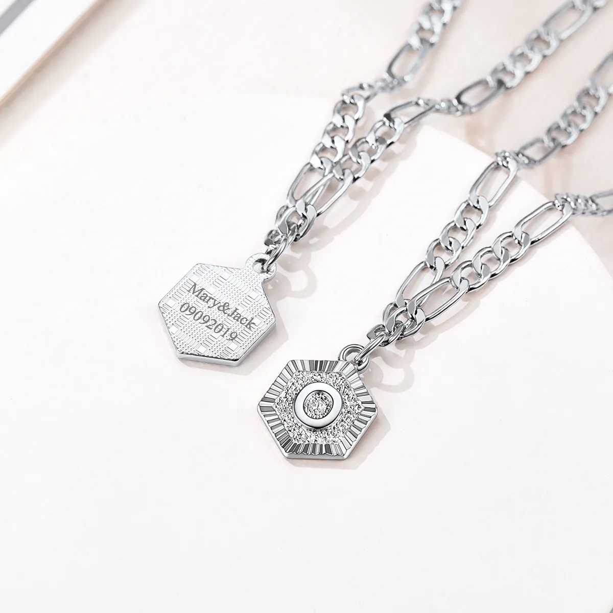 Bracelet de Cheville Personnalisé A-Z avec Chaîne Figaro  Argenté