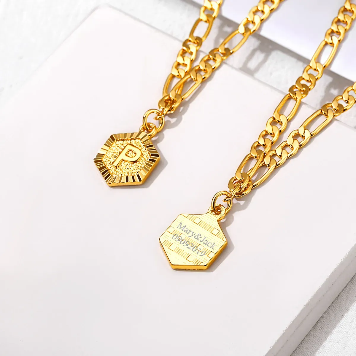 Bracelet de Cheville  A-Z avec Chaîne Figaro Or