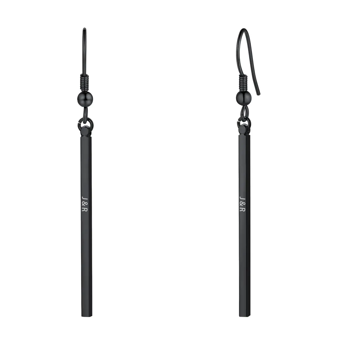 Boucles d'Oreilles Pendantes Géométriques Personnalisables en Barre Noir