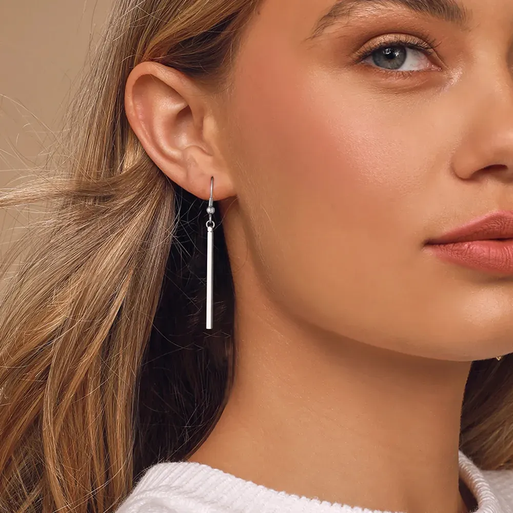 Boucles d'Oreilles Pendantes Géométriques en Barre