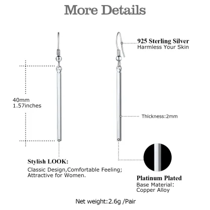 Boucles d'Oreilles Pendantes Géométriques Personnalisables en Barre Taille