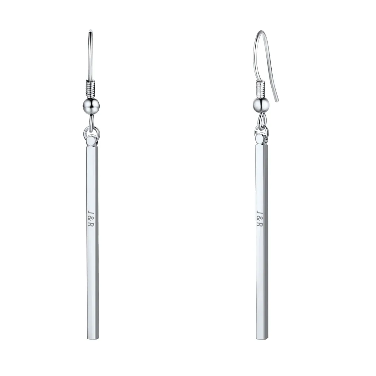 Boucles d'Oreilles Pendantes Géométriques Personnalisables Argenté