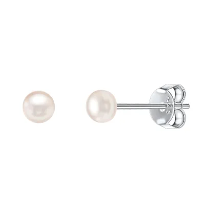 Boucles d’Oreilles Clous en Argent avec Perles d’Eau Douce pour Femmes 4mm