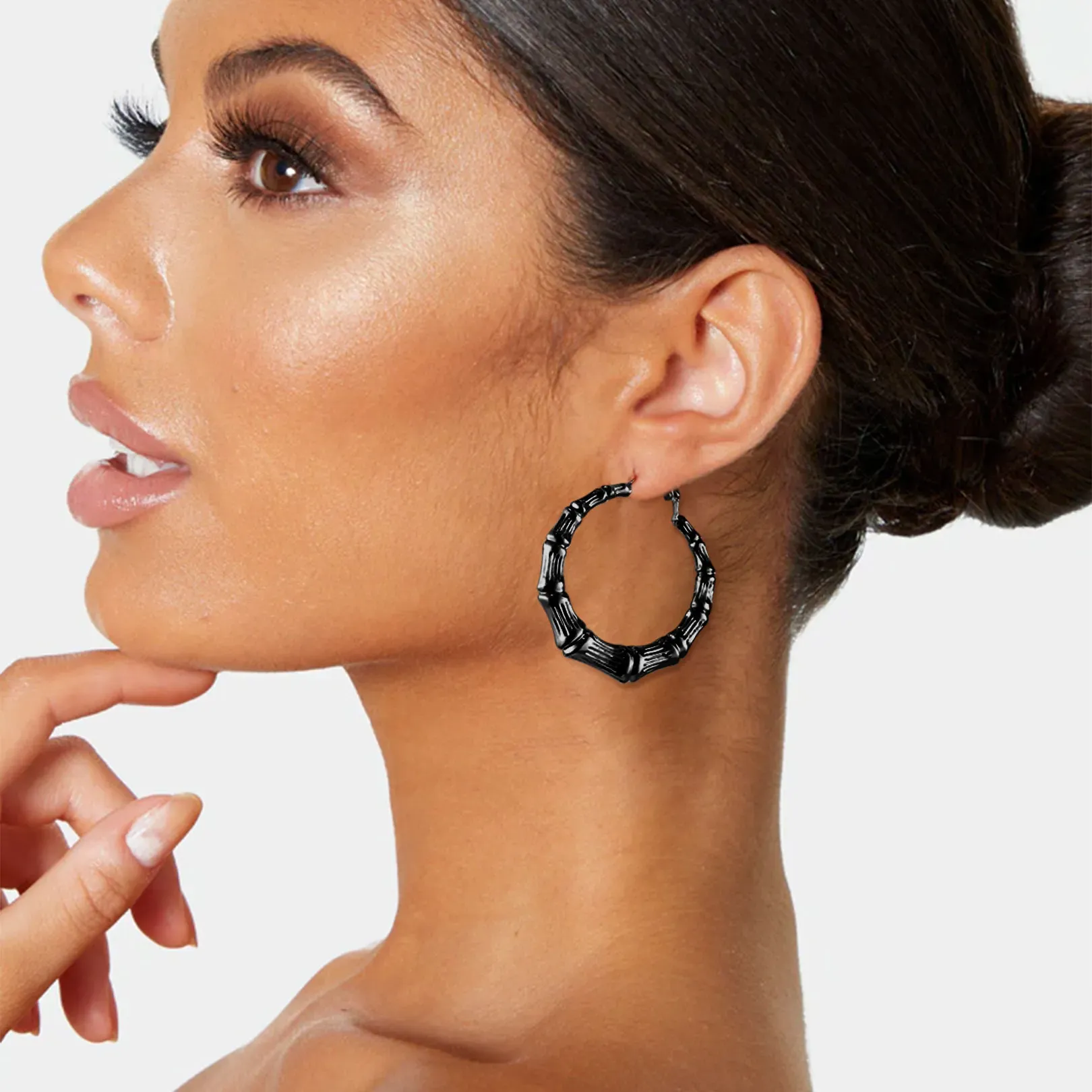 Boucles d'Oreilles Créoles Bambou Plaqué Or Modèle