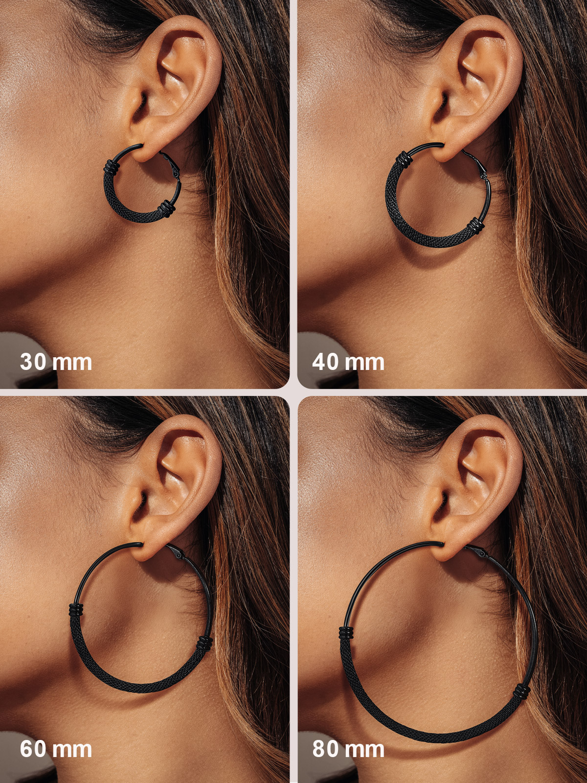 Boucles d'Oreilles Créoles Tendance en Acier Inoxydable 316L pour Femmes Taille