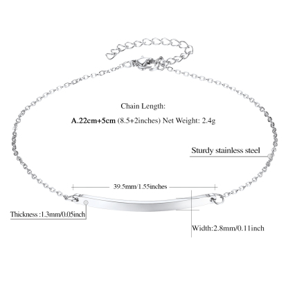 Bracelet de Cheville Personnalisé avec Barre Gravée pour Femme Taille