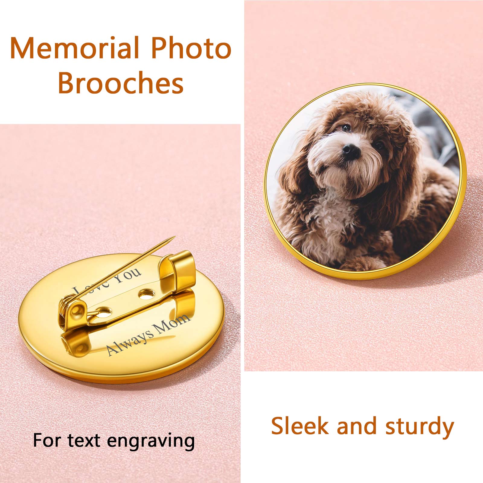 Broche Photo Personnalisée avec Charme Gravé pour Femmes et Hommes Souvenir