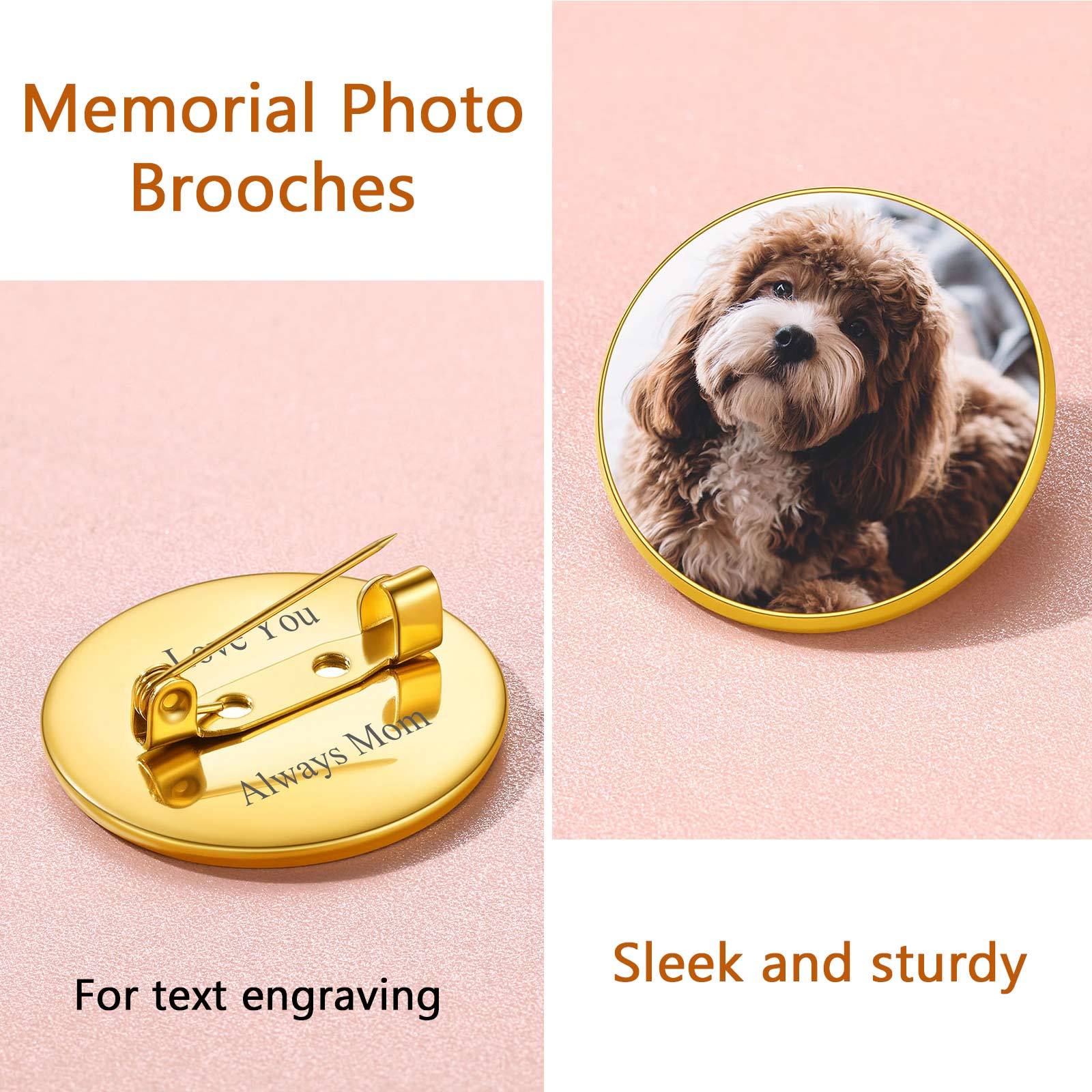 Broche Photo Personnalisée avec Charme Gravé pour Femmes et Hommes Souvenir