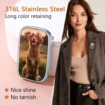 Broche Rectangle Personnalisée avec Photo pour Bouquet de Mariage Détail