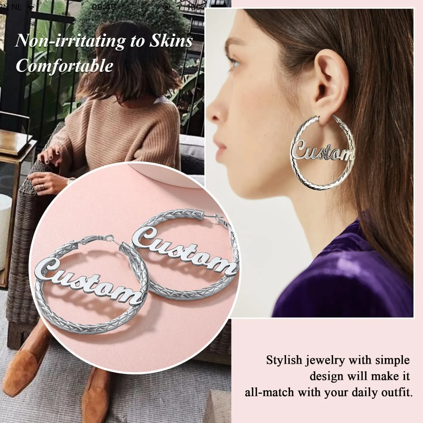 Créoles Personnalisées à l’Intérieur Cadeau pour Femmes 