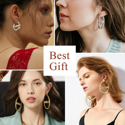 Créoles Personnalisées avec Nom à l’Intérieur Cadeau