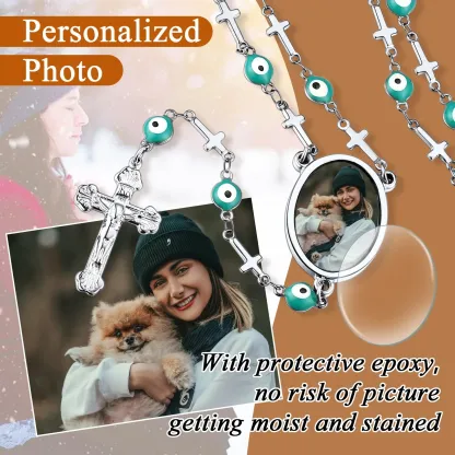 Chapelet Collier Croix Personnalisé avec Photo 