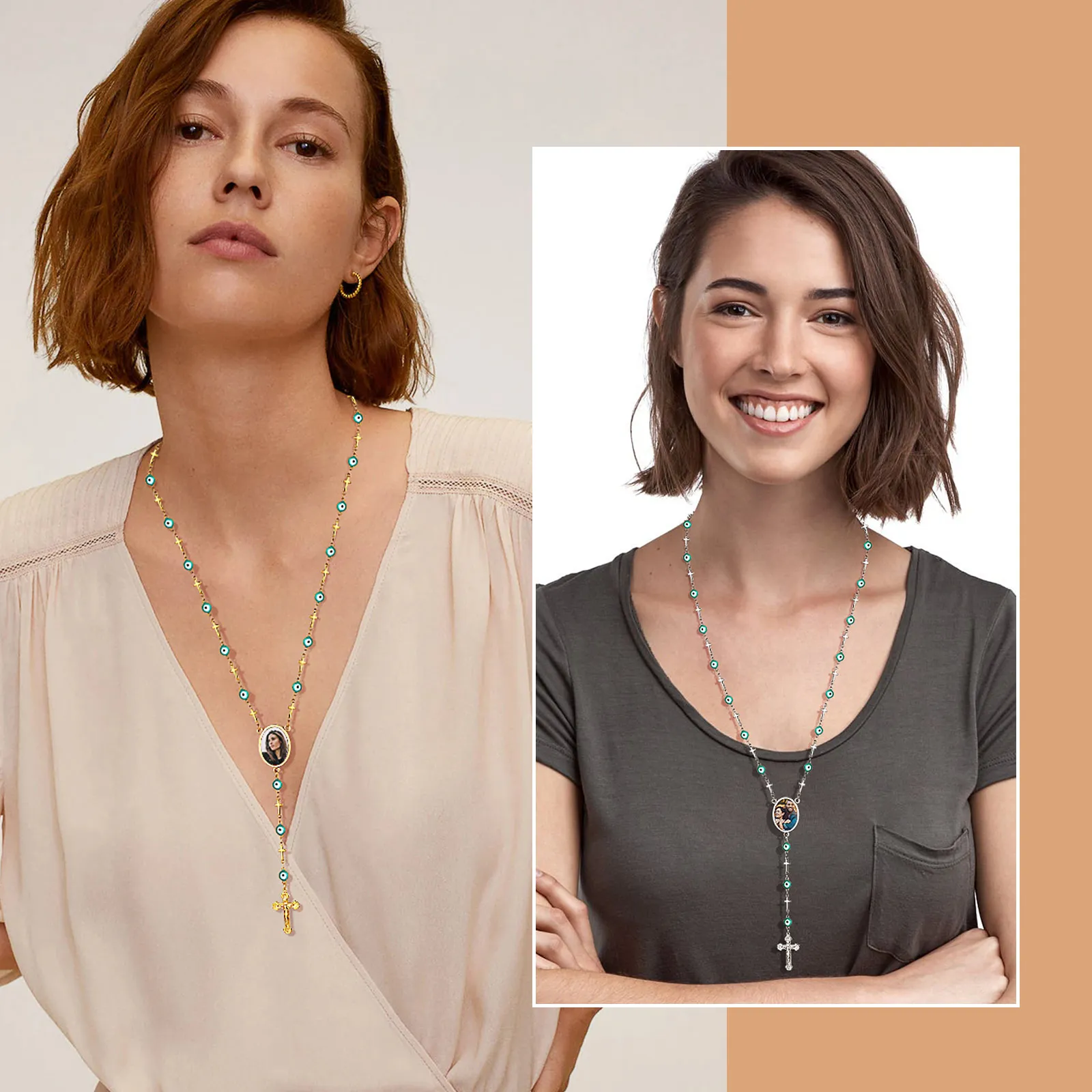 Chapelet Collier Catholique Personnalisé avec Photo 