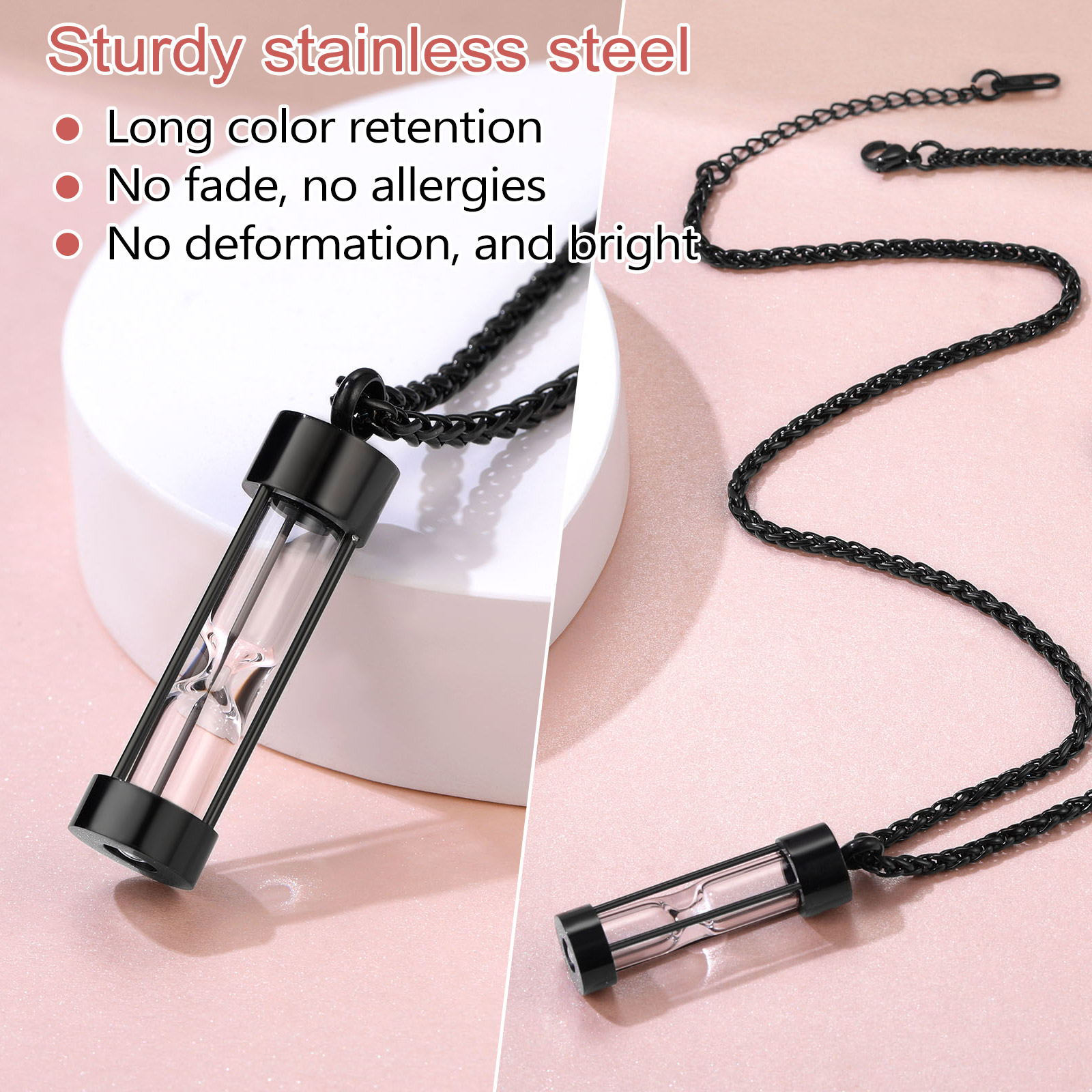 Collier Pendentif Urne pour Cendres en Acier Inoxydable  Détail