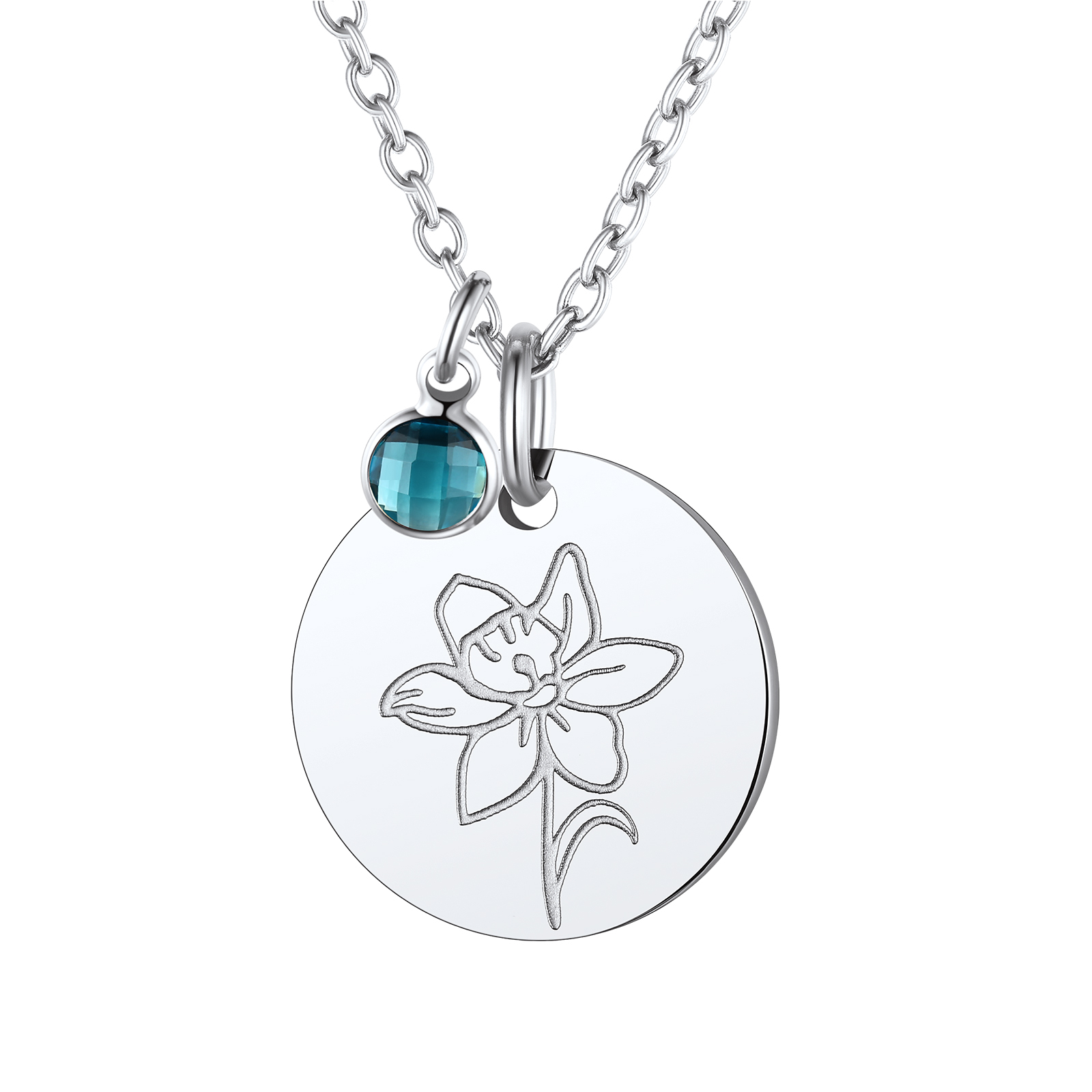  Collier Pendentif avec Fleur de Naissance Décembre-Tanzanite