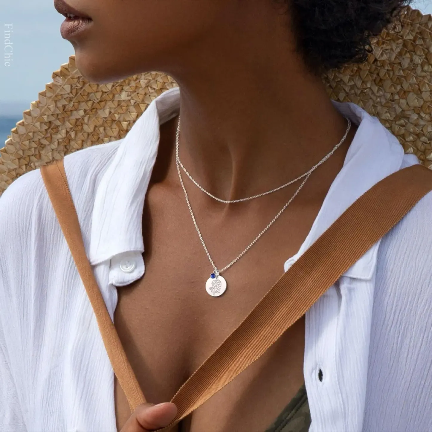  Collier avec Fleur de Naissance et Pierre de Naissance