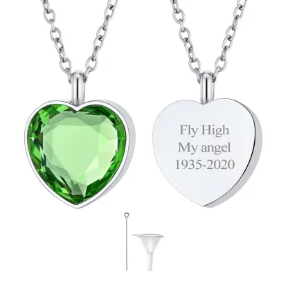  Collier Urne en Cœur Personnalisé avec Pierre de Naissance pour Cendres